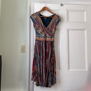 Maeve 
Cap sleeve multicolor midi dress